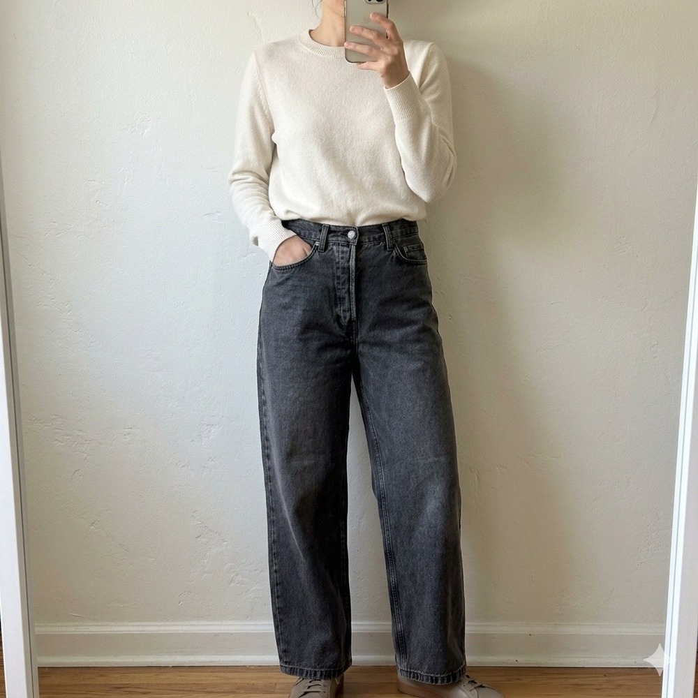 COS Volume Jeans Womens 24 Black Relaxed Wide Leg Low Rise Washed Denim